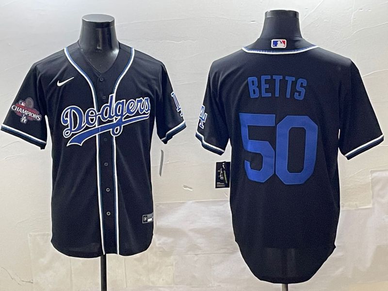 Men 2025 Los Angeles Dodgers #50 Betts Black Three generations Fashion Nike MLB Jersey style 12